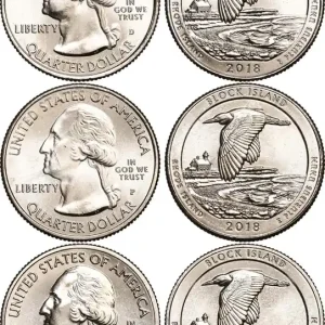 Vente Directe ÉTATS-UNIS D'AMÉRIQUE Lot de trois 1/4 Dollar Block Island National Wildlife Refuge - Rhode Island 2018 Philadelphie-Denver-San Francisco fwo_522208 Monde