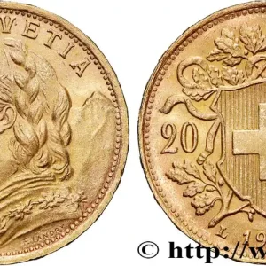 OR, PALLADIUM ET PLATINE INVESTISSEMENT 20 Francs "Vreneli" 1935 Berne fwo_769563 Monde Promotion