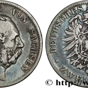 ALLEMAGNE - SAXE 2 Mark - Royaume de Saxe Albert / aigle 1876 Dresde - E fwo_776406 Monde Meilleur Prix