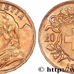 OR, PALLADIUM ET PLATINE INVESTISSEMENT 20 Francs "Vreneli" 1935 Berne fwo_777936 Monde Satisfait Ou Remboursé