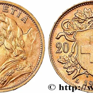 OR, PALLADIUM ET PLATINE INVESTISSEMENT 20 Francs "Vreneli" 1935 Berne fwo_783846 Monde Top Qualité