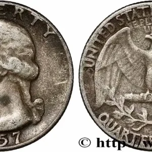 ÉTATS-UNIS D'AMÉRIQUE 1/4 Dollar Georges Washington 1957 Philadelphie fwo_786914 Monde Authentique