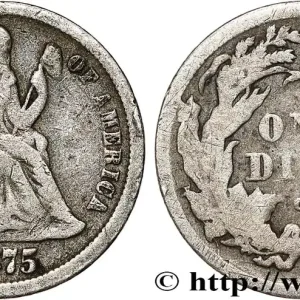 Expédié Aujourd’hui ÉTATS-UNIS D'AMÉRIQUE 1 Dime Liberté assise 1875 Carson City fwo_788145 Monde