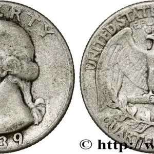 ÉTATS-UNIS D'AMÉRIQUE 1/4 Dollar Georges Washington 1939 Philadelphie fwo_788148 Monde Populaire