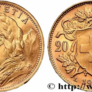 OR, PALLADIUM ET PLATINE INVESTISSEMENT 20 Francs "Vreneli" 1935 Berne fwo_789331 Monde Marque