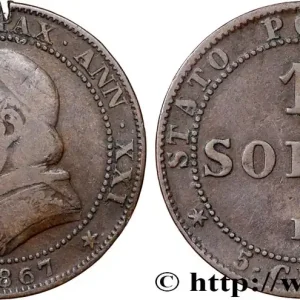 Commander Maintenant VATICAN ET ÉTATS PONTIFICAUX 1 Soldo an XXI buste large 1867 Rome fwo_789790 Monde