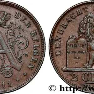 BELGIQUE 2 Centiemen (Centimes) Albert Ier légende flamande 1911 fwo_789919 Monde Prix Cassé
