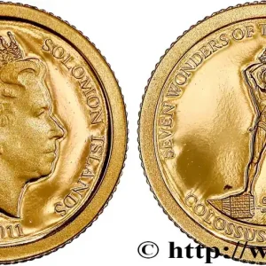ÎLES SALOMON 5 Dollar Proof Colosse de Rhodes 2011 fwo_792687 Monde Retour Gratuit