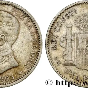 ESPAGNE 1 Peseta Alphonse XIII 4e type de buste 1903 Madrid fwo_799233 Monde Commander Vite