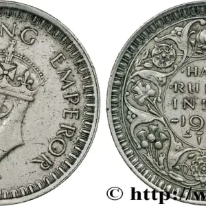 Satisfait Ou Remboursé INDES BRITANNIQUES 1/2 Rupee (Roupie) Georges VI couronné 1943 Bombay fwo_806582 Monde