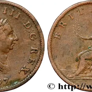 Dernier Modèle ROYAUME-UNI 1/2 Penny Georges III tête laurée 1807 fwo_806626 Monde
