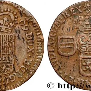 BELGIQUE - PAYS-BAS ESPAGNOLS 1 Liard de Namur pour Philippe V d’Espagne 1709 Namur fwo_806678 Monde Commande En Gros