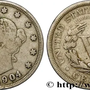 ÉTATS-UNIS D'AMÉRIQUE 5 Cents Liberty Nickel 1904 Philadelphie fwo_806698 Monde Dernier Modèle