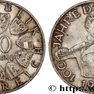 Authentique AUTRICHE 50 Schilling 100e anniversaire de la Valse du Danube Bleu par Johann Strauss 1967 fwo_808040 Monde