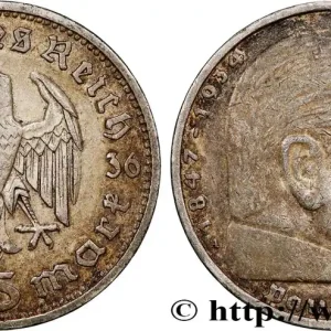 ALLEMAGNE 5 Reichsmark Maréchal Paul von Hindenburg 1936 Berlin fwo_808047 Monde En Vogue