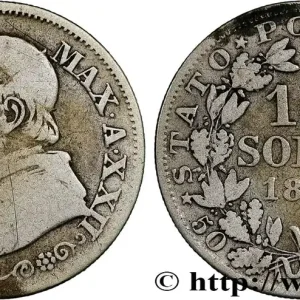 Dernière Chance VATICAN ET ÉTATS PONTIFICAUX 10 Soldi (50 Centesimi) Pie IX an XXII 1868 Rome fwo_808590 Monde