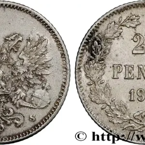 Original FINLANDE 25 Pennia aigle bicéphale type à l’aigle sans couronne du gouvernement Kerenski 1917 Helsinki fwo_808637 Monde