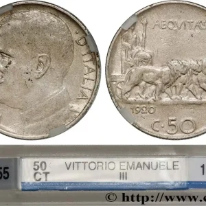 ITALIE - ROYAUME D'ITALIE - VICTOR-EMMANUEL III 50 Centesimi, tranche striée 1920 Rome fwo_807261 Monde Quantité Limitée