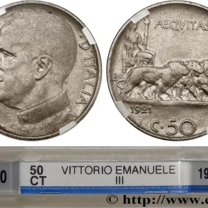 ITALIE - ROYAUME D'ITALIE - VICTOR-EMMANUEL III 50 Centesimi, tranche striée 1921 Rome fwo_807262 Monde Marque