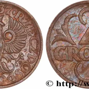 POLOGNE 2 Grosze aigle 1937 Varsovie fwo_777286 Monde Fait Main