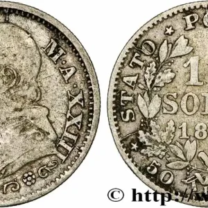 VATICAN ET ÉTATS PONTIFICAUX 10 Soldi (50 Centesimi) Pie IX an XXIII 1868 Rome fwo_781808 Monde Pas Cher