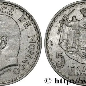 MONACO 5 Francs Louis II / armoiries 1945 Paris fwo_781854 Monde Offre Spéciale