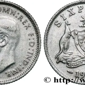 Haute Qualité AUSTRALIE 6 Pence Georges VI 1945 Melbourne fwo_793561 Monde