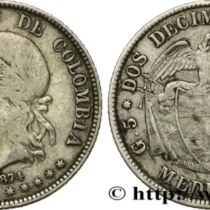 COLOMBIE 2 Decimos Etats Unis de Colombie 1874 Medellin fwo_615527 Monde Dernier Modèle