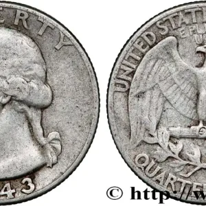 Prix Choc ÉTATS-UNIS D'AMÉRIQUE 1/4 Dollar Georges Washington 1943 Philadelphie fwo_789676 Monde