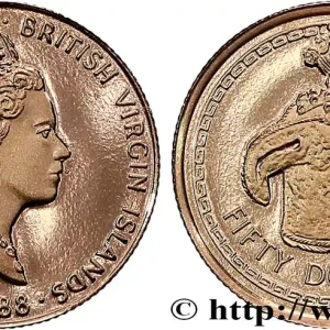 Solde ÎLES VIERGES BRITANNIQUES 50 Dollar Proof Tête d’oiseau 1988 Franklin Mint fwo_793024 Monde