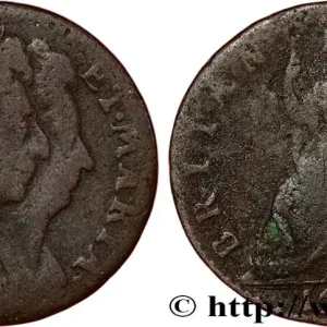 Fait Main ANGLETERRE - ROYAUME D'ANGLETERRE - GUILLAUME III ET MARIE-STUART 1 Farthing 1694 fwo_806761 Monde