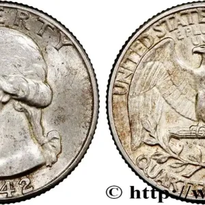 ÉTATS-UNIS D'AMÉRIQUE 1/4 Dollar Georges Washington 1942 Philadelphie fwo_810448 Monde Livraison Express