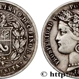 PÉROU 1 Peseta 1880 Lima fwo_810487 Monde En Vogue