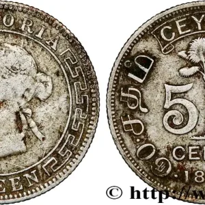 CEYLAN 50 Cents Victoria 1892 fwo_810773 Monde Authentique
