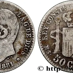 ESPAGNE 50 Centimos Alphonse XII (1881) 1881 Madrid fwo_812466 Monde Expédié Aujourd’hui
