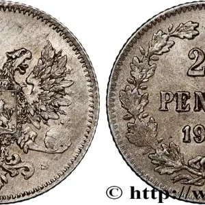 Nouveauté FINLANDE 25 Pennia aigle bicéphale type à l’aigle sans couronne du gouvernement Kerenski 1917 Helsinki fwo_812712 Monde