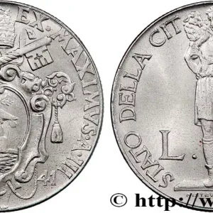 Solde VATICAN ET ÉTATS PONTIFICAUX 2 Lire Pie XII an III 1941 fwo_812738 Monde