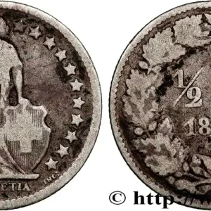 SUISSE 1/2 Franc Helvetia 1877 Berne - B fwo_812850 Monde Édition Limitée