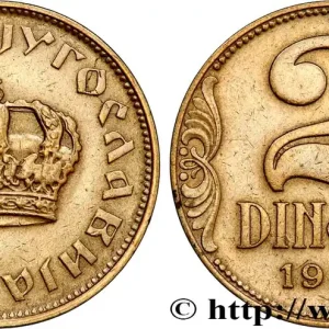 YOUGOSLAVIE 2 Dinara couronne 1938 fwo_813014 Monde Réduction