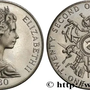 ÎLE DE MAN 1 Crown Elisabeth II 22e Olympiades de Moscou 1980 Pobjoy Mint fwo_814163 Monde Prix Promo