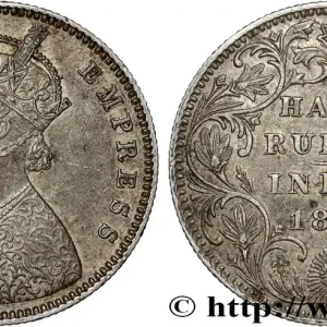 INDES BRITANNIQUES 1/2 Roupie Victoria 1888 Bombay fwo_811545 Monde Usine Directe
