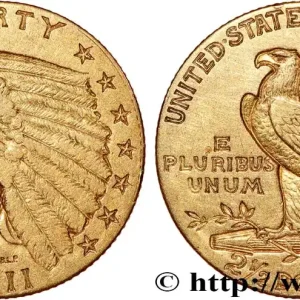 Réduction ÉTATS-UNIS D'AMÉRIQUE 2 1/2 Dollars "Indian Head" 1911 Philadelphie fwo_804245 Monde