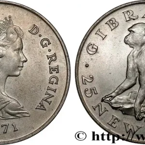 GIBRALTAR 25 New Pence Elisabeth II / singe Magot 1971 fwo_807698 Monde Commande En Gros