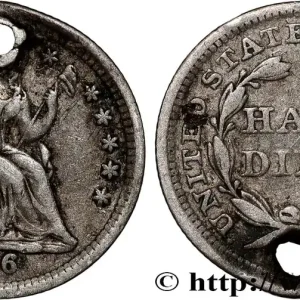 ÉTATS-UNIS D'AMÉRIQUE 1/2 Dime Liberté assise 1856 Philadelphie fwo_807715 Monde Retour Gratuit