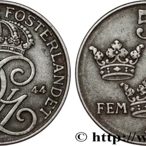 Seulement Aujourd’hui SUÈDE 5 Ore Gustave V 1944 fwo_807734 Monde