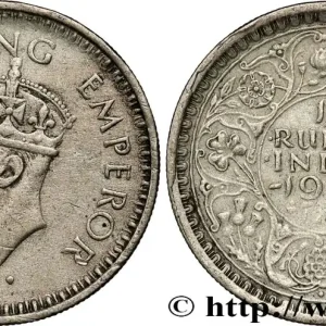 Dernier Modèle INDES BRITANNIQUES 1/4 Rupee (Roupie) Georges VI couronné 1944 Bombay fwo_807746 Monde