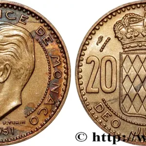 MONACO 20 Francs Rainier III 1951 Paris fwo_808109 Monde Meilleur Prix