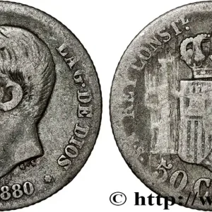 ESPAGNE 50 Centimos Alphonse XII 1880 Madrid fwo_808406 Monde Offre Du Jour