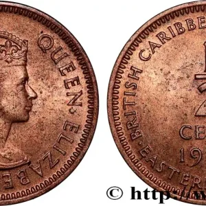 TERRITOIRES BRITANNIQUES DES CARAÏBES 1/2 Cent Elisabeth II 1958 fwo_808809 Monde Remise