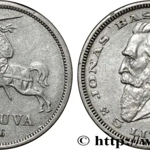 Premium LITUANIE 5 Litai chevalier Vitis / Dr Jonas Basanavicius 1936 fwo_808895 Monde